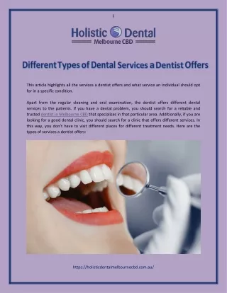 Different Types of Dental Services a Dentist Offers