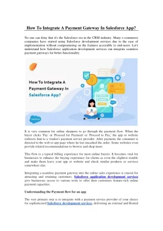 how to integrate a payment gateway in salesforce