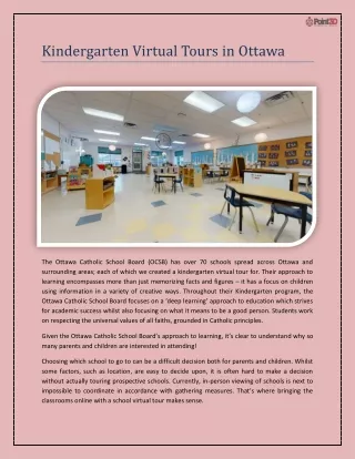 Kindergarten Virtual Tours in Ottawa
