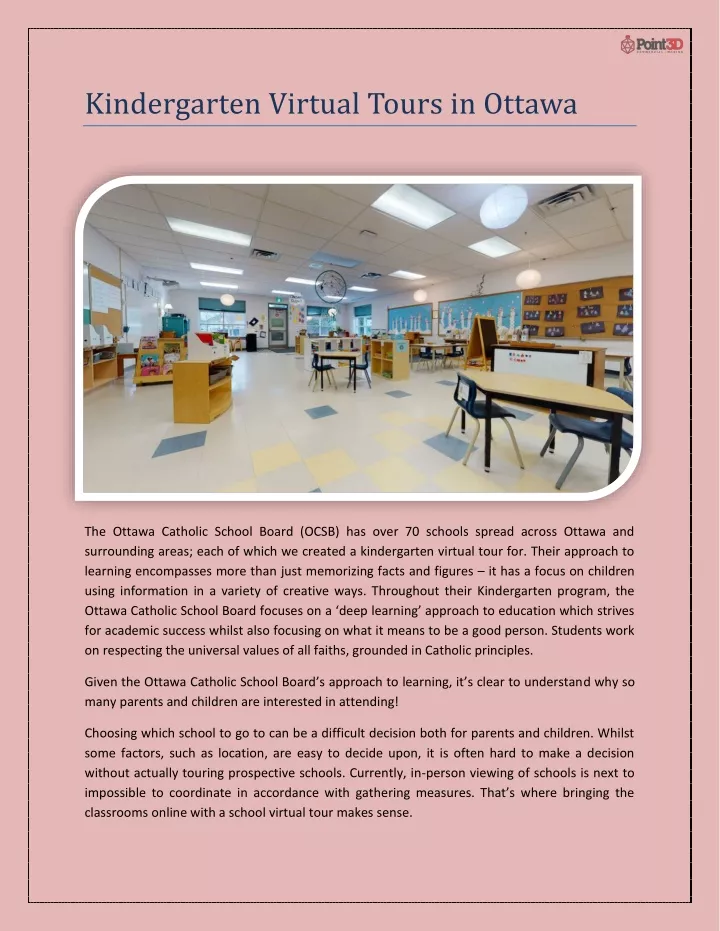 kindergarten virtual tours in ottawa