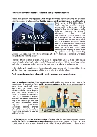 5 ways to deal with competition in facility
