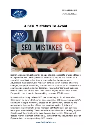 4 SEO Mistakes To Avoid