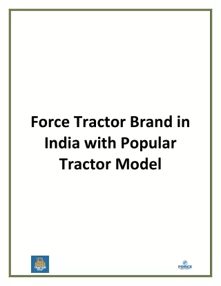 Force Tractor Brand in India with Popular Tractor Model