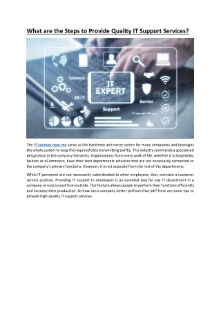 what are the steps to provide quality it support