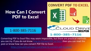 how can i convert pdf to excel 1 800 385 7116