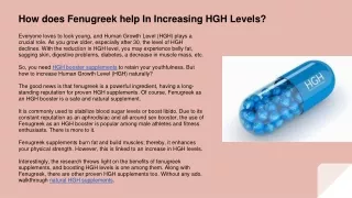 How does Fenugreek help In Increasing HGH Levels