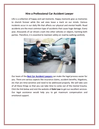 Hire a Professional Car Accident Lawyer