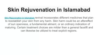 Skin Rejuvenation in Islamabad