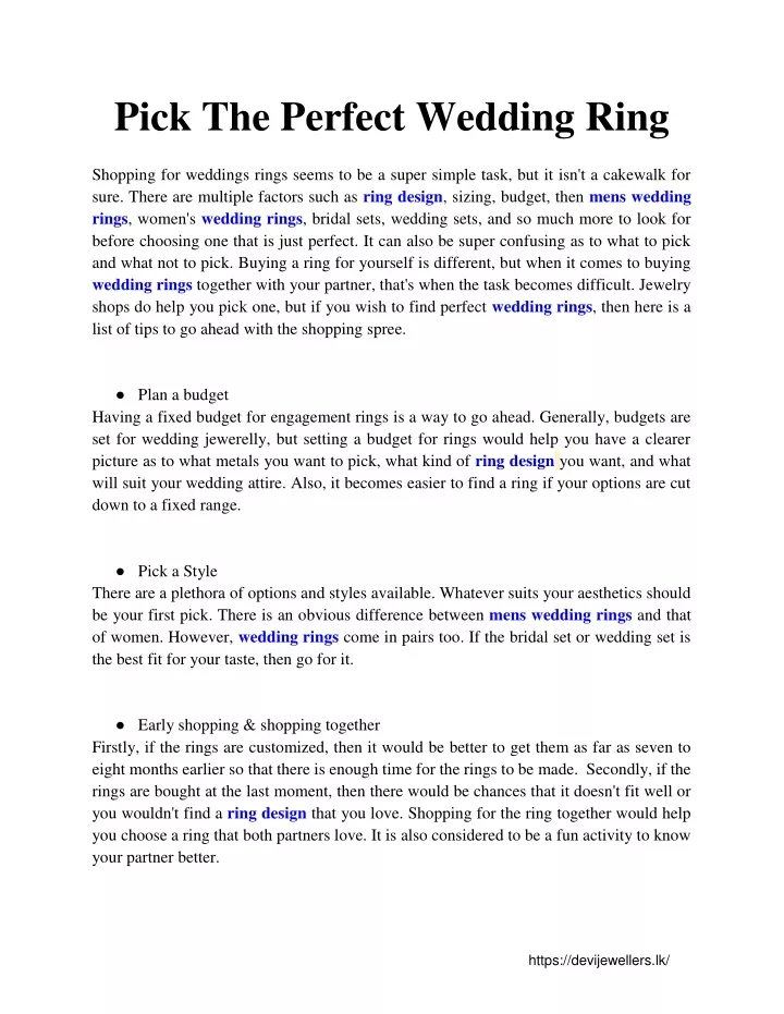 pick the perfect wedding ring