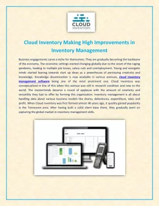 Cloud Inventory Management App Making High Improvements in Inventory Management