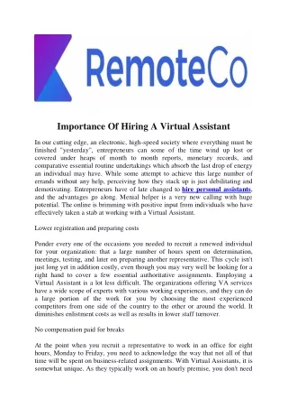 Importance Of Hiring A Virtual Assistant