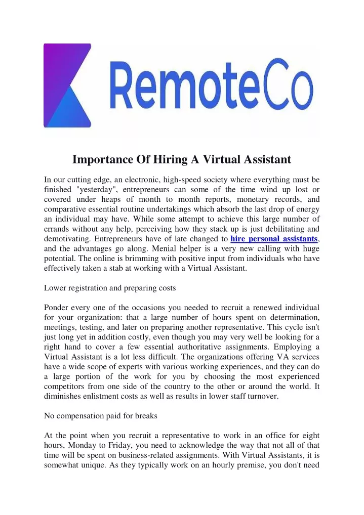 importance of hiring a virtual assistant