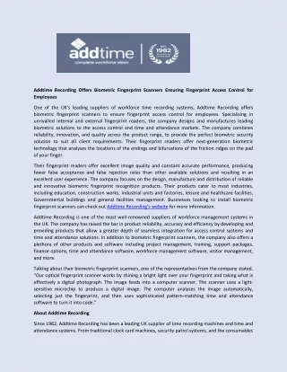 addtime recording offers biometric fingerprint
