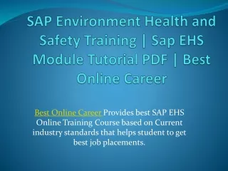 SAP EHS Free Online Training | SAP EHS Module PPT | SAP EHS Course Fee | Get Fre