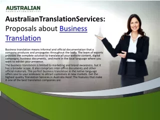 Australian Translation Services Proposals About Business Translation