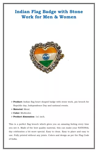 Indian flag heart shaped badge