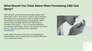 What Should You Think About When Purchasing CBD Oral Spray