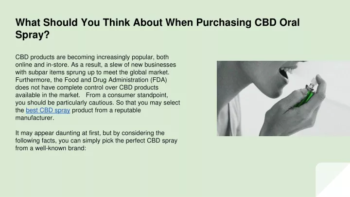 what should you think about when purchasing cbd oral spray