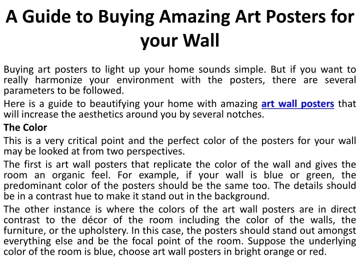 a guide to buying amazing art posters for your wall