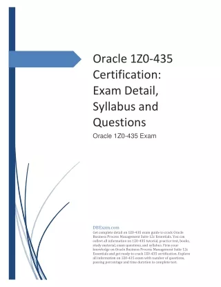 Oracle 1Z0-435 Certification: Exam Detail, Syllabus and Questions