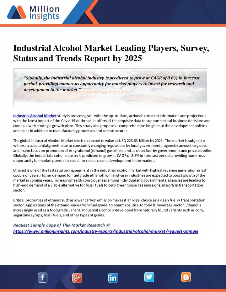 industrial alcohol market leading players survey