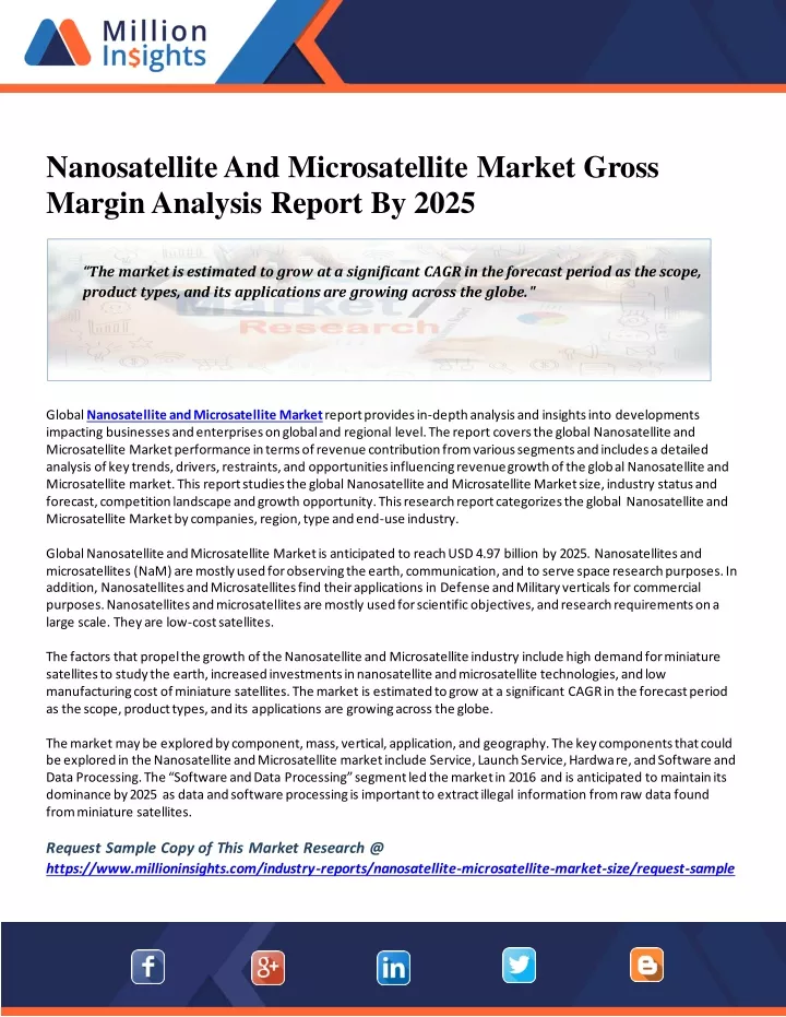 nanosatellite and microsatellite market gross