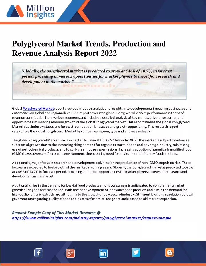 polyglycerol market trends production and revenue