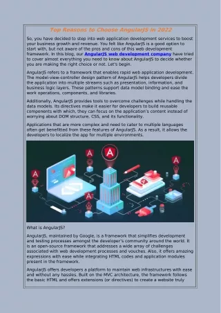 top reasons to choose angularjs in 2022
