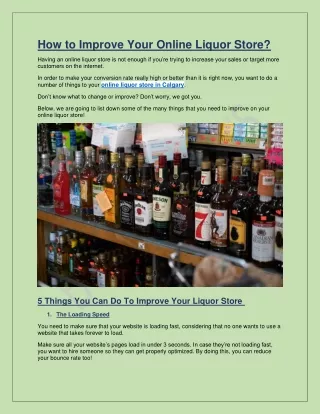 How to Improve Your Online Liquor Store in Calgary?