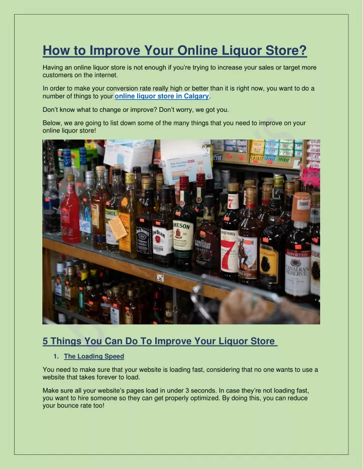 how to improve your online liquor store
