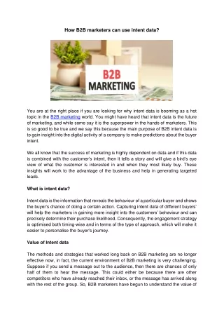 how b2b marketers can use intent data