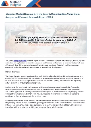 glamping market revenue drivers growth