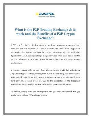 What is the P2P Trading Exchange & its work and the Benefits of a P2P trading?