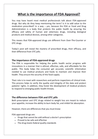 what is the importance of fda approval