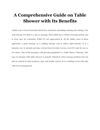 a comprehensive guide on table shower with