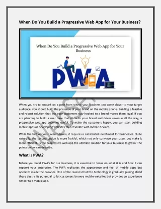 when do you build a progressive web app for your