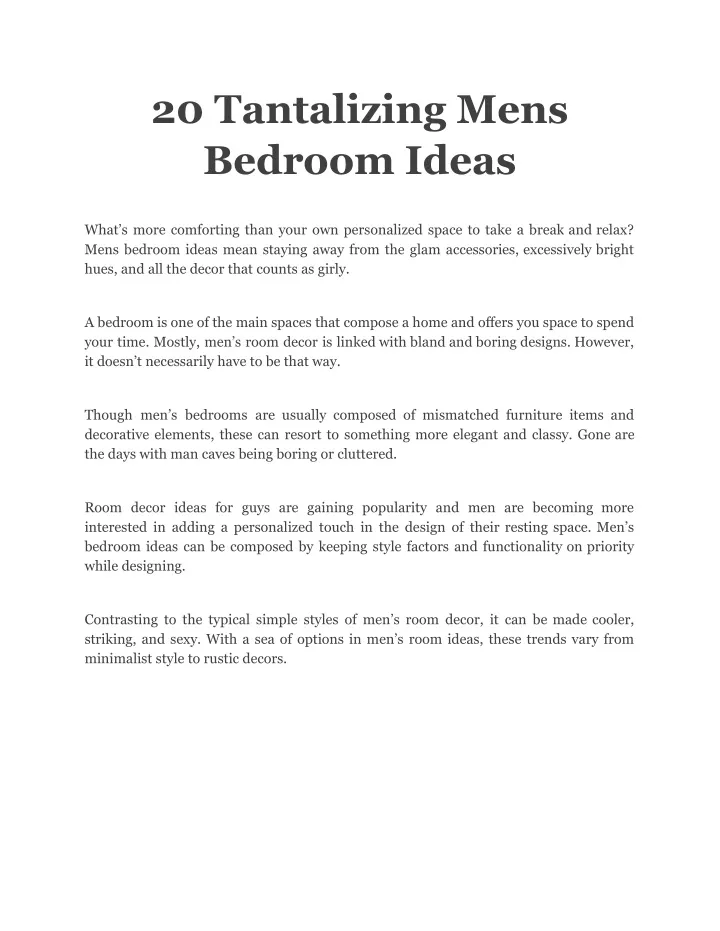 20 tantalizing mens bedroom ideas