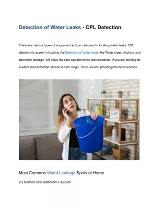 Detection of Water Leaks - CPL Detection