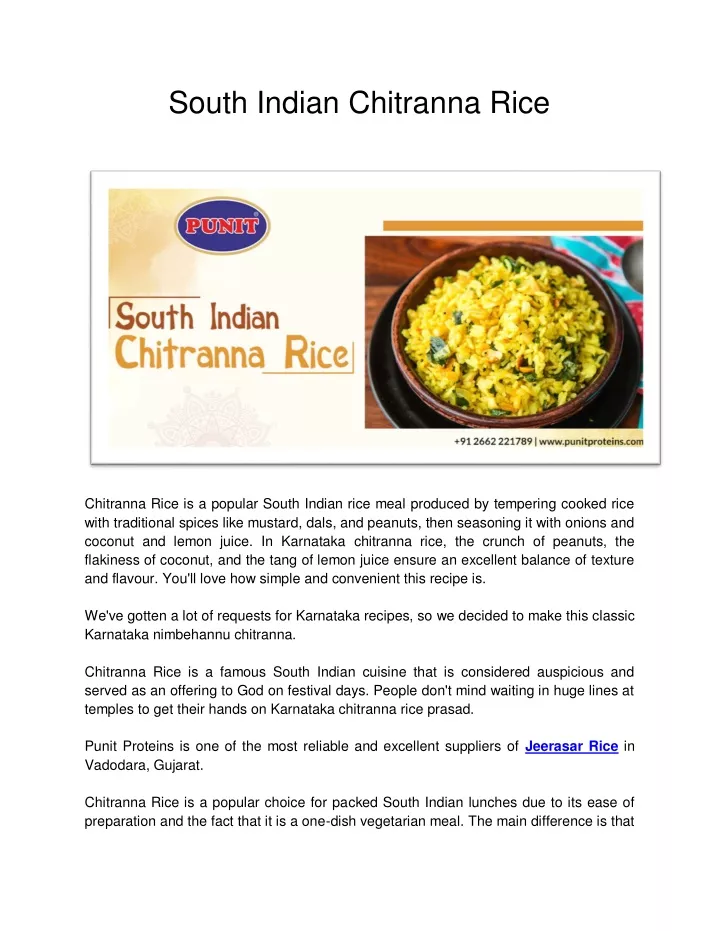 south indian chitranna rice