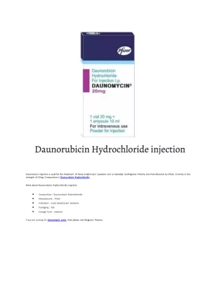 daunomycin injection is used for the treatment