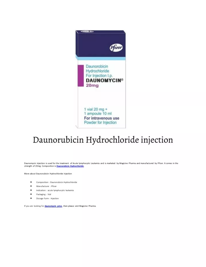 daunomycin injection is used for the treatment