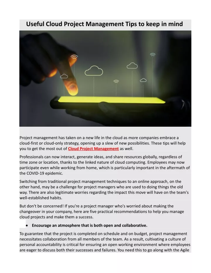 useful cloud project management tips to keep