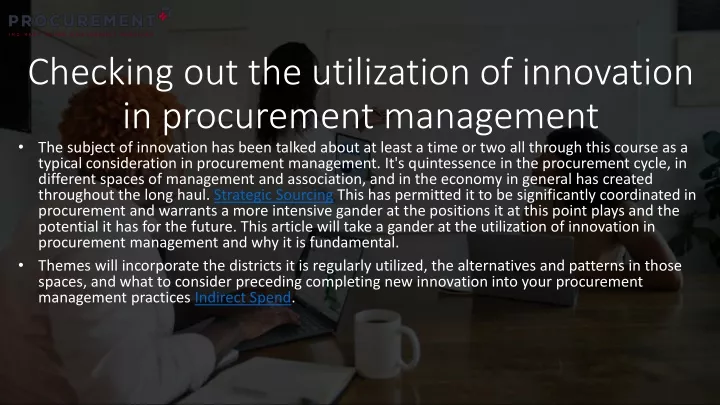 checking out the utilization of innovation in procurement management