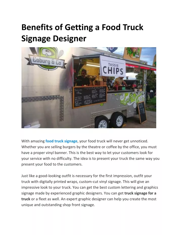 benefits of getting a food truck signage designer