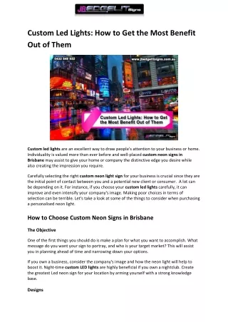 Custom Led Lights How to Get the Most Benefit Out of Them