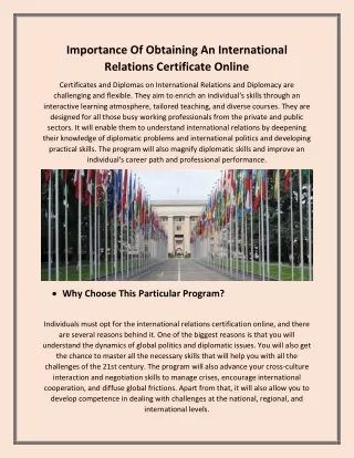 importance of obtaining an international