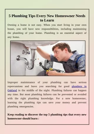 5 plumbing tips every new homeowner needs