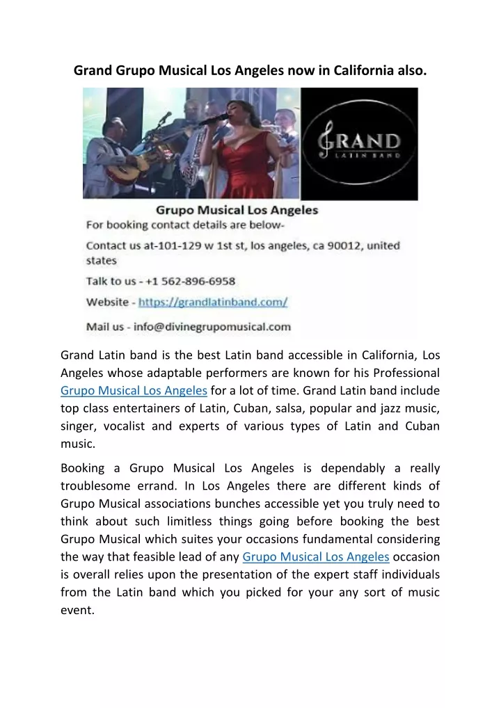 grand grupo musical los angeles now in california