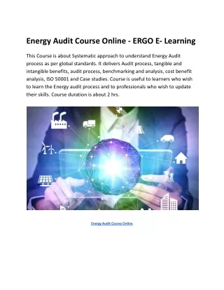 Energy Audit Course Online - ERGO E- Learning