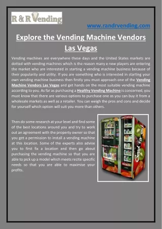 Explore the Vending Machine Vendors Las Vegas
